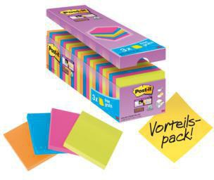 Post-it Haftnotiz Super Sticky 654SE24P 76x76mm sort. 24St