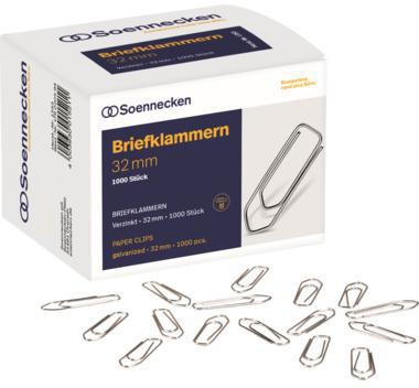 Soennecken Briefklammer 1353 32mm verzinkt 1.000 St./Pack.