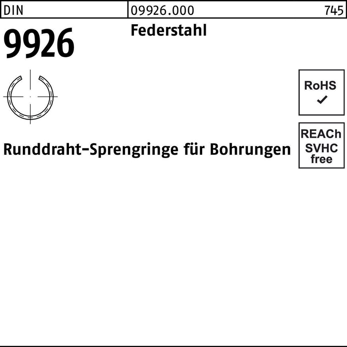 Sprengring DIN 9926 7 Federstahl Runddraht 5000 Stück