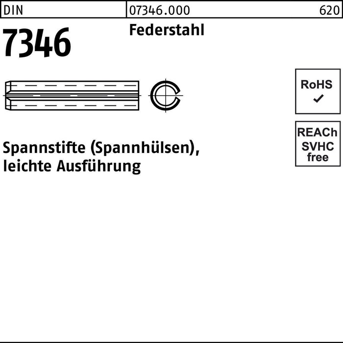 Spannstift DIN 7346 4x 45 Federstahl leichte Ausf. 100 Stück