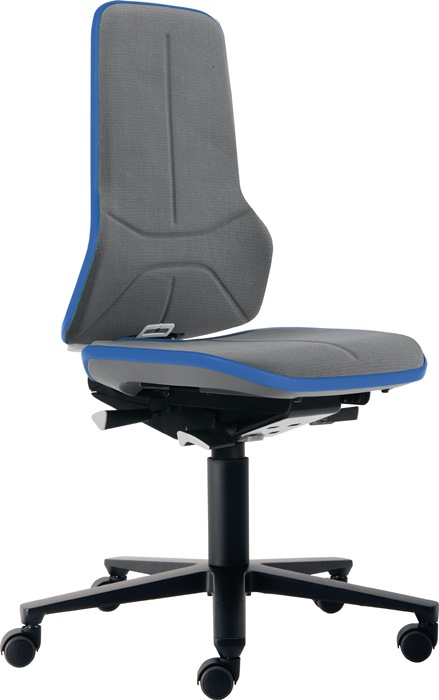 Arbeitsdrehstuhl Neon Rollen Supertec-Gewebe grau blau 450-620mm BIMOS