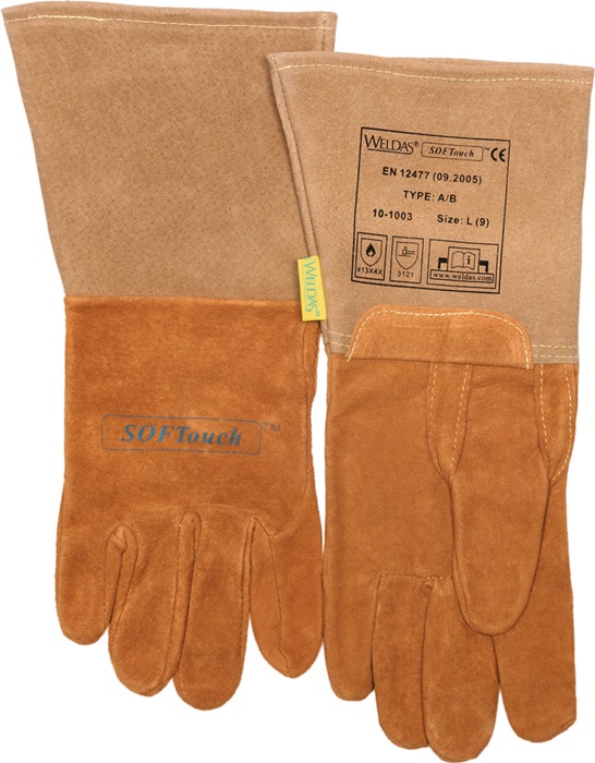 Schweißerhandschuhe Gr.L (9) orange Schweins-/Wildleder/Softtouch 5 PA