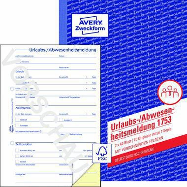 Avery Zweckform Urlaubsantrag 1753 DIN A5 sd 2x40Bl.
