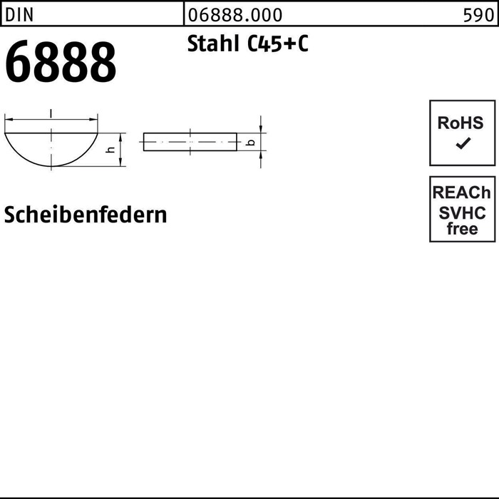 Scheibefeder DIN 6888 6x 7,5 Stahl C45+C 100 Stück