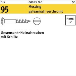 Holzschraube DIN 95 LIKO Schlitz 3x35 Messing galv. verchromt 200St.