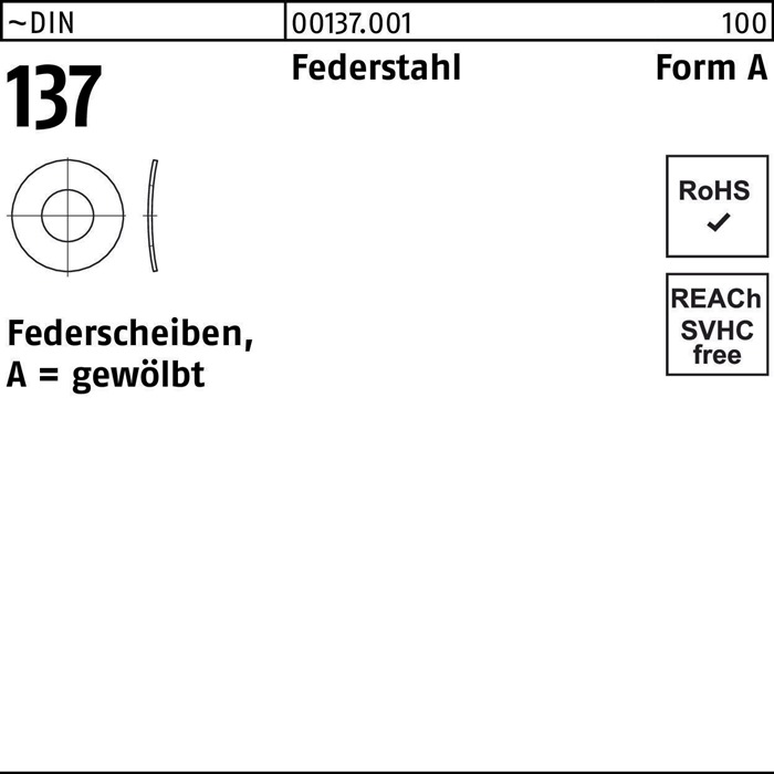 Federscheibe DIN 137 A 7 Federstahl 1000 Stück