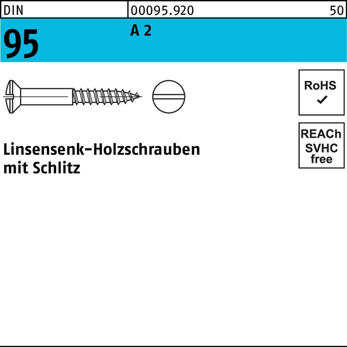 Holzschraube DIN 95 LIKO Schlitz 5x 40 A 2 200 Stück