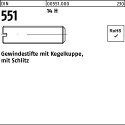 Gewindestift DIN 551 m.Kegelkuppe/Schlitz M6x 8 14 H 1000 Stück