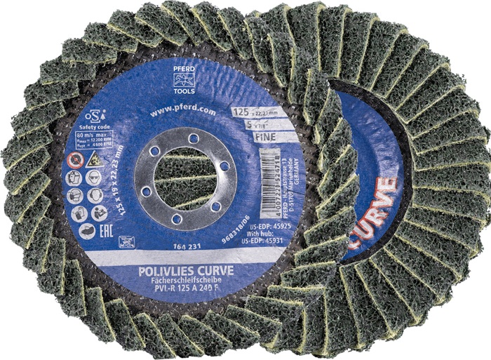 Fächerscheibe POLIVLIES-CURVE PVL-R D.125mm K.240 Korund A PFERD TOOLS