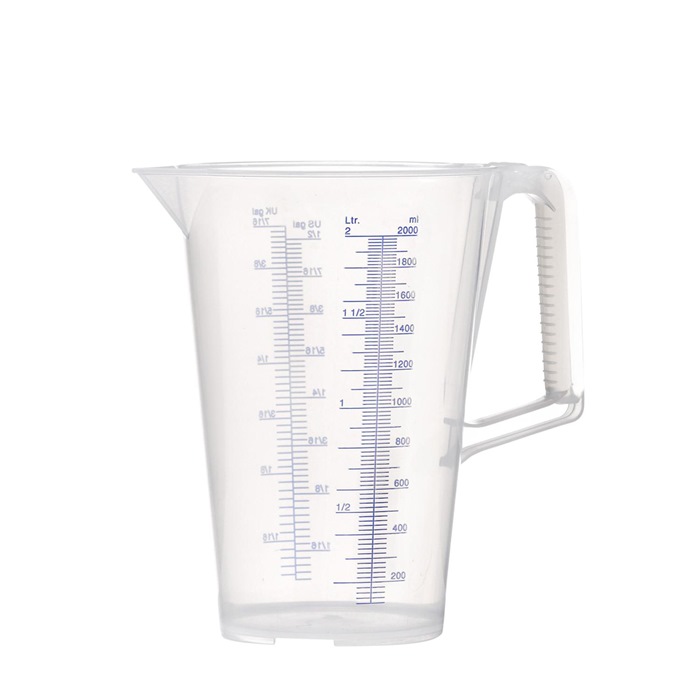 Messbecher 2l blau bedruckte Skala PP PRESSOL