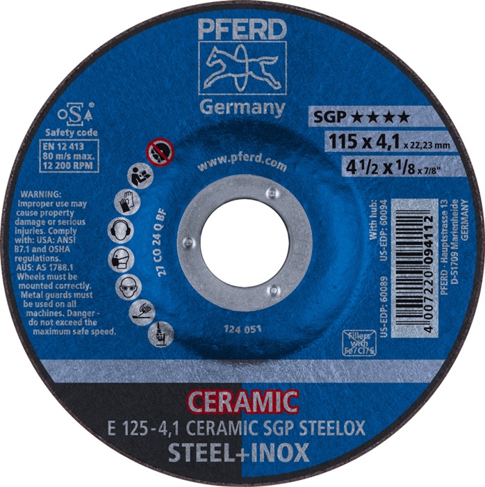 Schruppscheibe CERAMIC SGP STEELOX D125xS4,1mm gekr.SG STEELOX