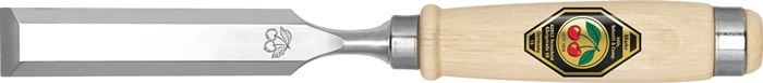 Stechbeitel Schneiden-B.8mm m.2 Stahlzw.Weißbuchenh.Ulmer Form KIRSCHEN