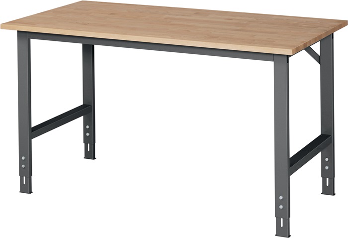 Werktisch Tom B1500xT800xH760-1080mm Arbeitsplatte Buche Gestell anthrazitgrau