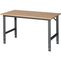 Werktisch Tom B1500xT800xH760-1080mm Arbeitsplatte Buche Gestell anthrazitgrau