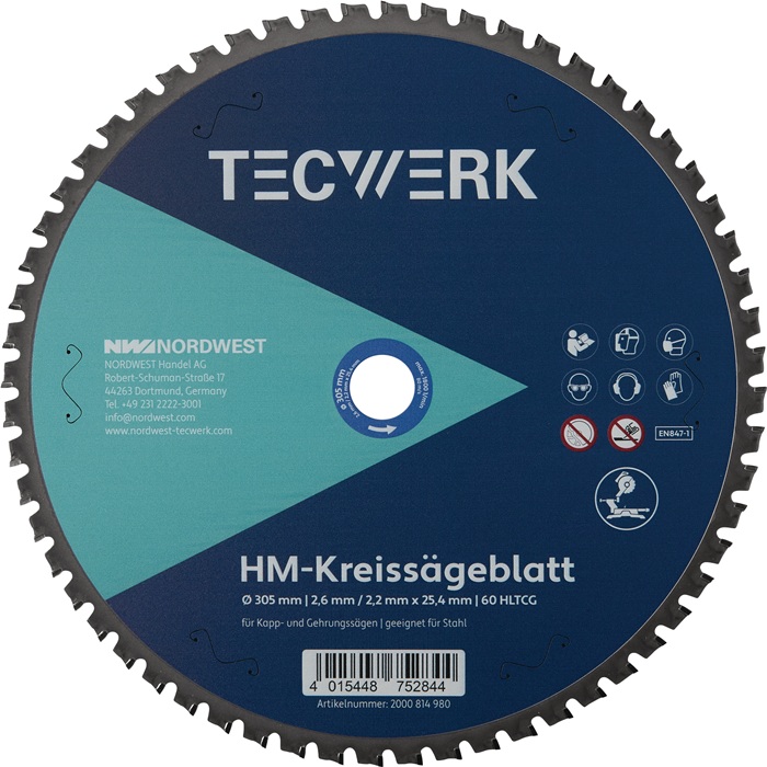 Tisch-/Kappkreissägeblatt AD 305mm Z.60 HLTCG Bohr.25,4mm Schnitt-B.2.6mm