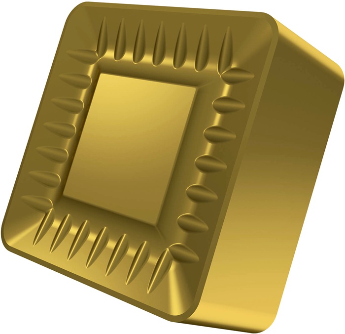 Drehwendeschneidplatte ISO SNMX 251224S-SR:T8345 D.9,17mm PVD beschichtet Gold