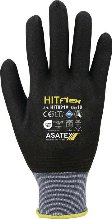 Handschuhe Hit Flex V Gr.9 schwarz/grau EN 388 PSA II ASATEX
