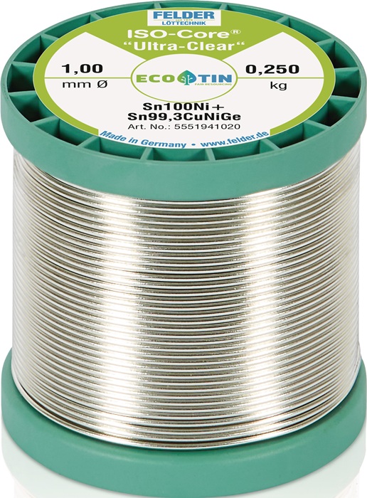 Lötdraht ISO-Core® UltraClear 1mm 250g Sn100Ni+ FELDER
