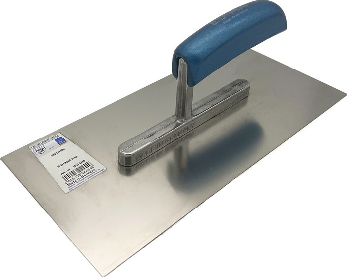Glättekelle L.280mm B.130mm Buchenholzgriff Zahn 4x4mm rostfr.VA HAROMAC
