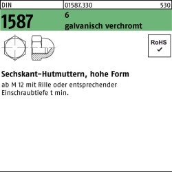 Sechskanthutmutter DIN 1587 M8 6 galv. verchromt 50 Stück