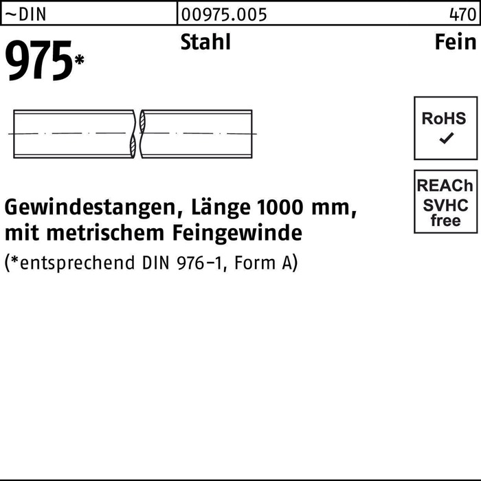 Gewindestange DIN 975 M36x 1,5x 1000mm Stahl 1 Stück