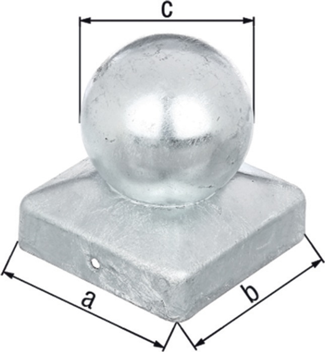 Pfostenkappe 70x70mm D.60mm eck.m.Kugelkopf zaponiert GAH