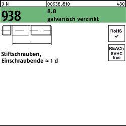 Stiftschraube DIN 938 M16x 55 8.8 galv.verz. 25 Stück