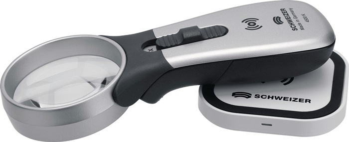Handleuchtlupe Tech-Line Induktion Vergr.4x LED Linsen-Ø 55mm SCHWEIZER