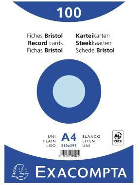 Exacompta Karteikarte 10316E DIN A4 blanko blau 100 St./Pack.