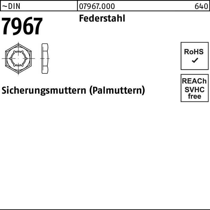 Sicherungsmutter DIN 7967 M10 Federstahl 1000 Stück