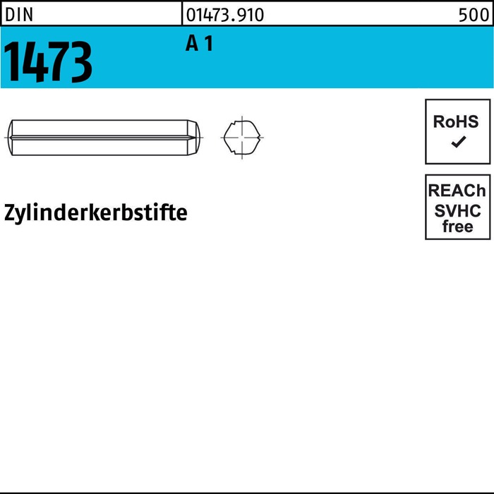 Zylinderkerbstift DIN 1473 2x 8 A 1 100 Stück