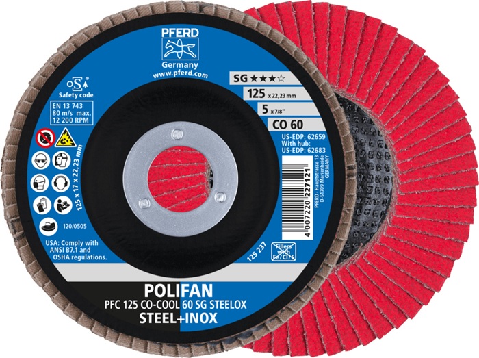 Fächerscheibe POLIFAN CO-COOL SG STEELOX D.125mm K.60 kon.INOX CO