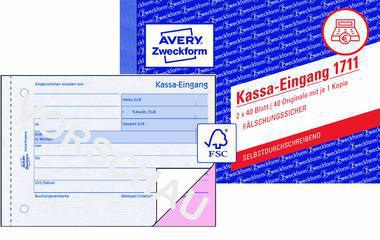 Avery Zweckform Kassa-Eingangsbuch 1711 DIN A6 quer 2fach