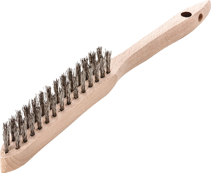 Handbürste L.290mm 0,35mm rostfr.Draht Besatz-L.140mm 2-reihig 12 LESSMANN