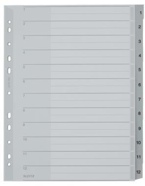 Leitz Register 12820000 DIN A4 1-12 Polypropylen grau