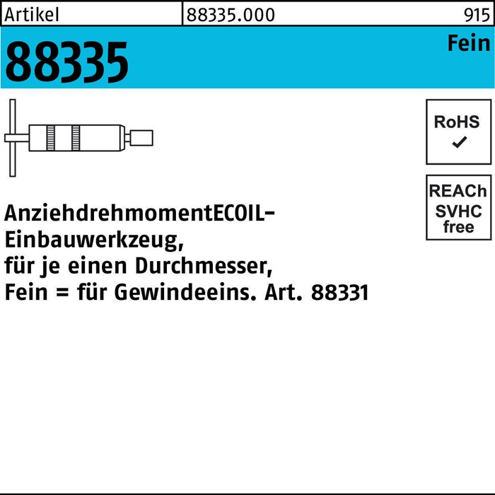 Einbauwerkzeug R 88335 M20x 2 Stahl 1 Stück AMECOIL