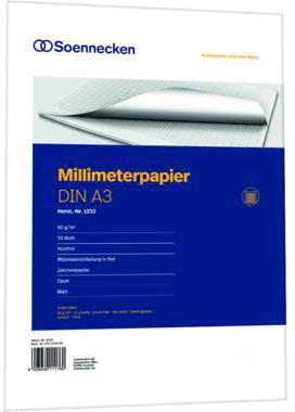 Soennecken Millimeterblock 1233 DIN A3 Bücherpapier 50Blatt rot
