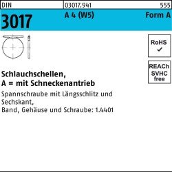 Schlauchschelle DIN 3017 W5 Schneckenantrieb 90-110/12 C7 A 4 20 Stück