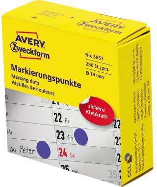 Avery Zweckform Markierungspunkt 3857 19mm blau 250 St./Pack.