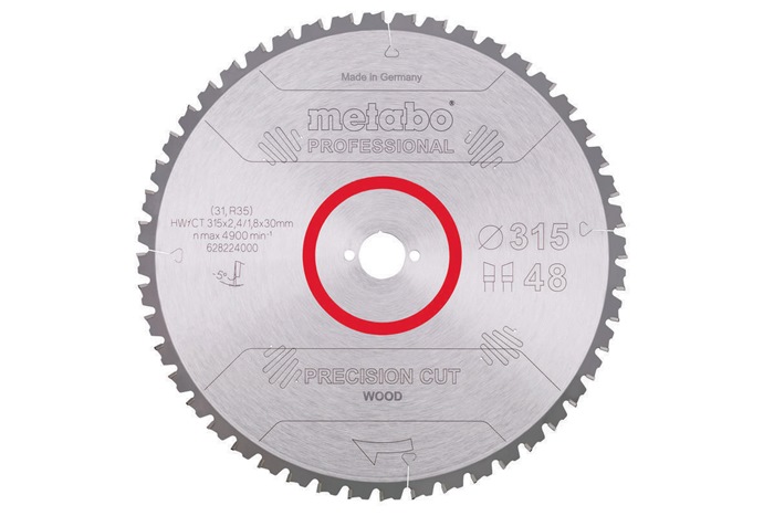 Kreissägeblatt precision cut wood professional D315xB2,4xBohrung30mm 48Z. WZ