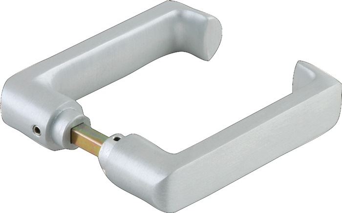 Glastürdrückerpaar RONDO LM silber elox.f.Drückerf.4-KT.8mm DORMA-GLAS