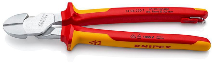 Kraft-Seitenschneider isoliert m.MK-Hüllen VDE verchromt 250mm