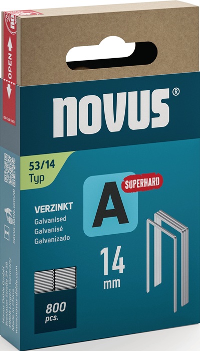 Feindrahtklammer A Typ 53 Klammer-B.11,3mm 14mm 0,75mm superhart 800 St.NOVUS