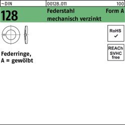 Federring DIN 128 A 16 Federstahl mech.verz. 250 Stück