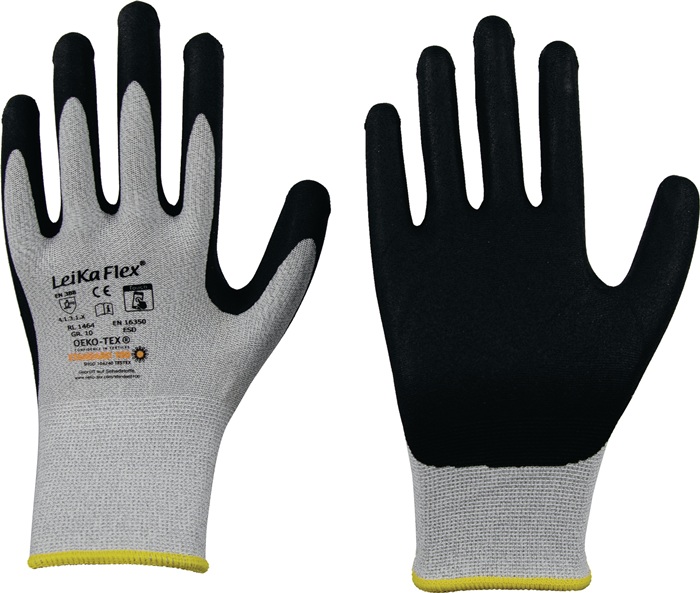 Handschuhe LeikaFlex® Touch 1464 Gr.10 grau/schwarz EN 388 PSA II 12