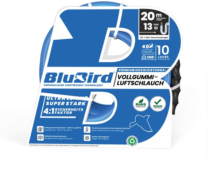 Werkstattschlauchset BluBird ID 13mm AD 20mm L.20m Schnellver.Kup.