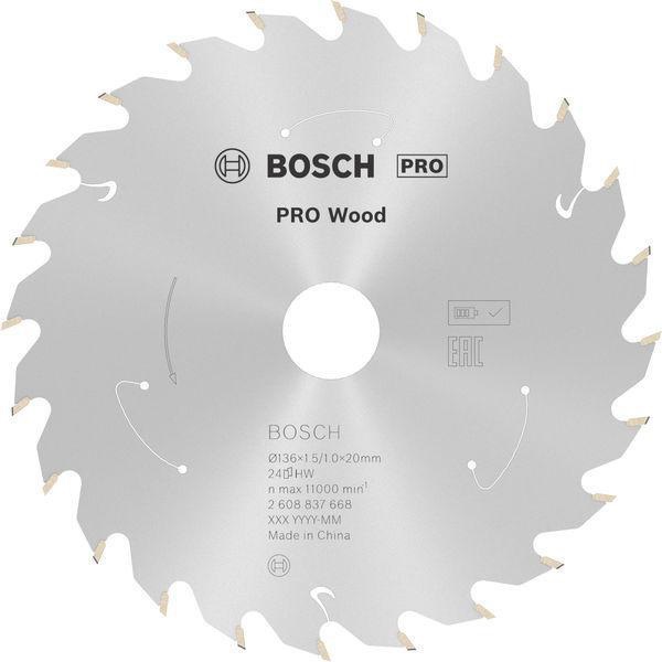 Kreissägeblatt AD 136mm Z.24 WZ Bohr.20mm Schnitt-B.1,5mm HM BOSCH