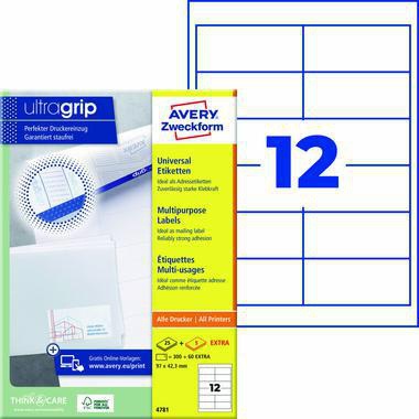 Avery Zweckform Universaletikett 4781 97x42,3mm weiß 360 St./Pack.