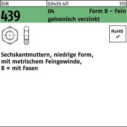 Sechskantmutter DIN 439 FormB BM 14x1,5 Automatenstahl galv.verz. 100St.