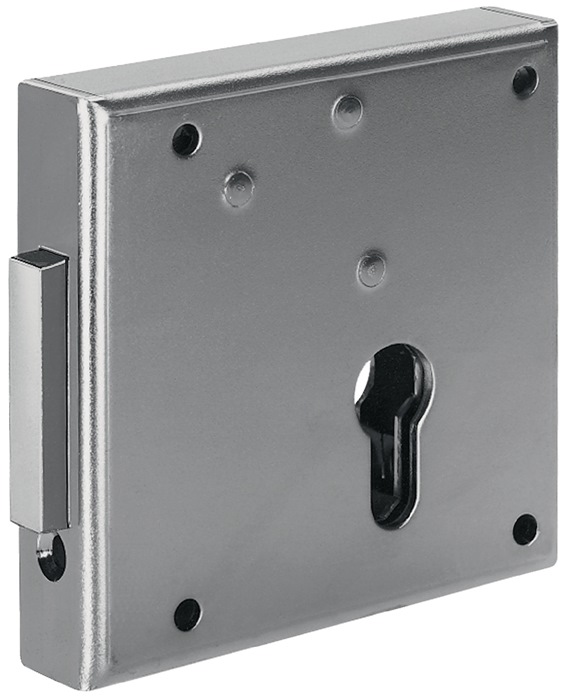 Gittertor-Riegelschloss 100 DIN li.PZ aufliegend 65mm AMF